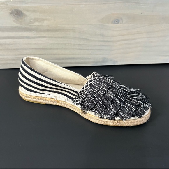 Shoes - Black and Cream Espadrille Flats